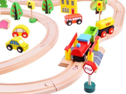 DREWNIANA KOLEJKA POCIĄG TORY miasteczko - 80 el