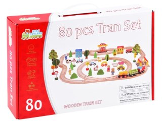 Drewniana kolejka, tory, pociąg, traktor FARMA 50 el.