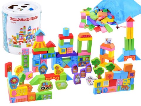 Kolorowe Klocki drewniane sorter farma
