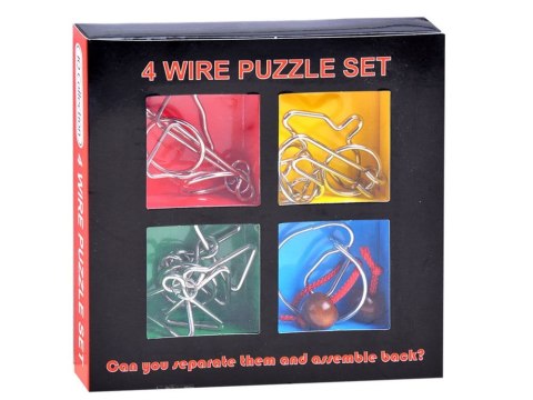 Zakręcona metalowa łamigłówka - puzzle zestaw 4 sztuki