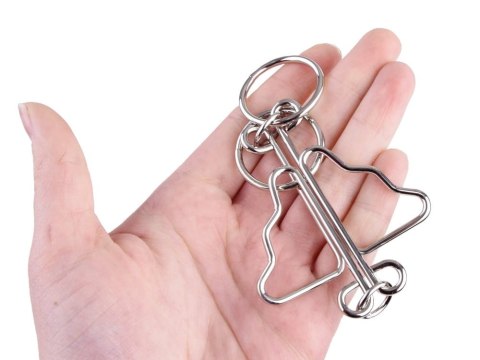 Zakręcona metalowa łamigłówka - puzzle zestaw 4 sztuki