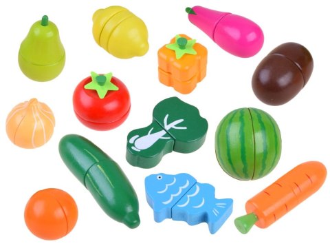 Drewniane WARZYWA OWOCE do krojenia na magnes SKRZYNKA