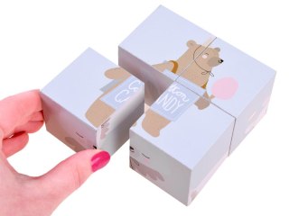 Drewniane klocki puzzle zwierzątka układanka