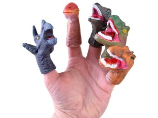 Dinozaury PACYNKI na palec gumowe figurki 5 sztuk