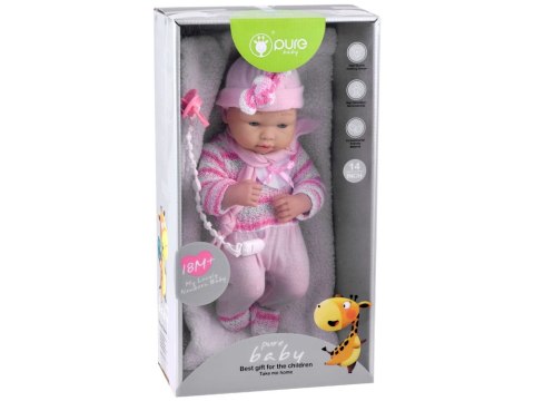 LALA BOBAS różowa lalka + smoczek, kocyk