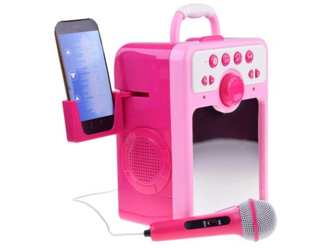 Muzyczny GŁOŚNIK różowy Boombox dla dzieci MIKROFON KARAOKE