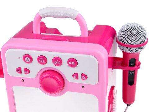Muzyczny GŁOŚNIK różowy Boombox dla dzieci MIKROFON KARAOKE