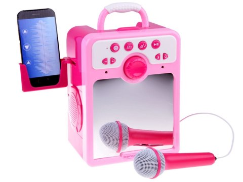 Muzyczny GŁOŚNIK różowy Boombox dla dzieci MIKROFON KARAOKE
