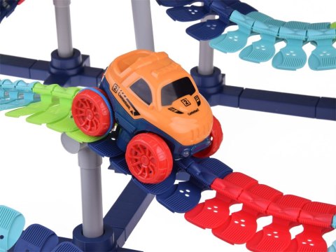 Zakręcony giętki TOR SAMOCHODOWY + autko AUTO 291-elementów