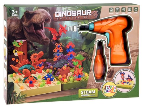 DINOZAURY zestaw do skręcania wkrętarka śrubokręt śrubki MAJSTERKOWICZ KONSTRUKTOR
