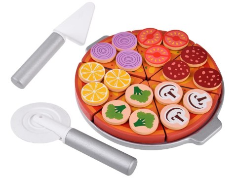 Drewniana PIZZA do krojenia 16,5 cm na rzep + dodatki