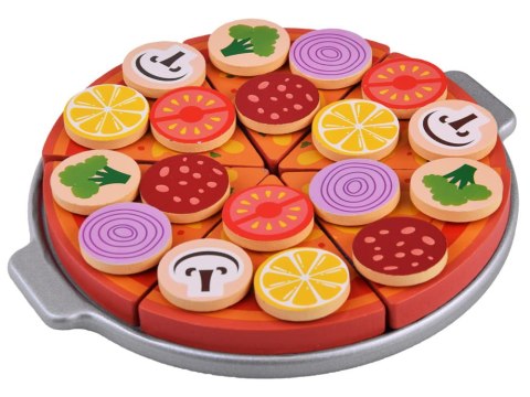 Drewniana PIZZA do krojenia 16,5 cm na rzep + dodatki