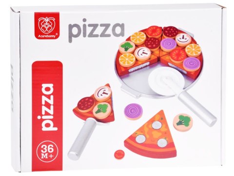 Drewniana PIZZA do krojenia 16,5 cm na rzep + dodatki
