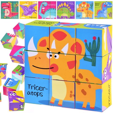 KLOCKI DINOZAURY układanka PUZZLE 6 obrazków