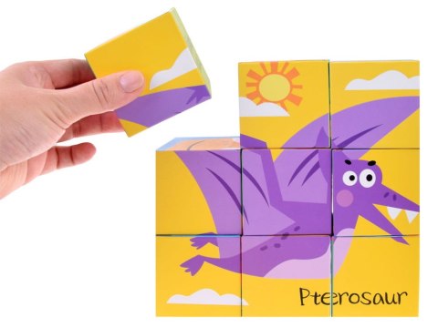 KLOCKI DINOZAURY układanka PUZZLE 6 obrazków