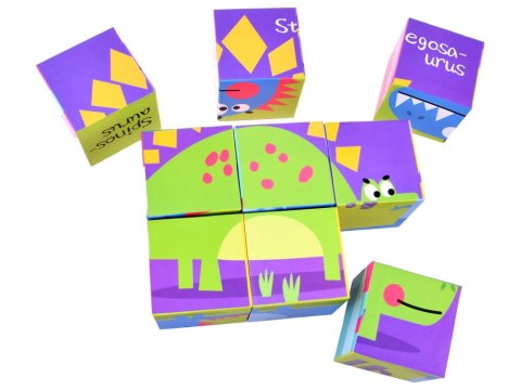 KLOCKI DINOZAURY układanka PUZZLE 6 obrazków