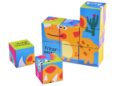 KLOCKI DINOZAURY układanka PUZZLE 6 obrazków