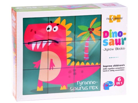KLOCKI DINOZAURY układanka PUZZLE 6 obrazków
