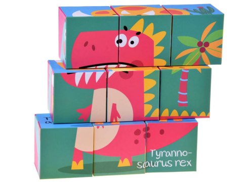 KLOCKI DINOZAURY układanka PUZZLE 6 obrazków