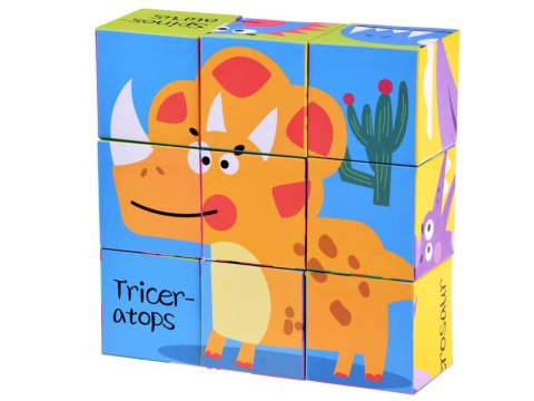 KLOCKI DINOZAURY układanka PUZZLE 6 obrazków