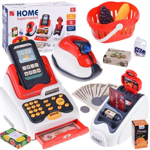MINI MARKET Kasa Skaner Czytnik kart koszyk sklepowy SKLEP