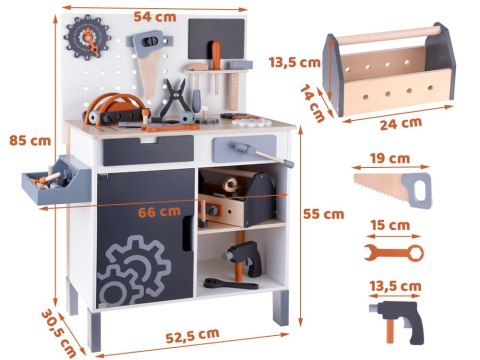 MAJSTERKOWICZ duży drewniany WARSZTAT + NARZĘDZIA skrzynka