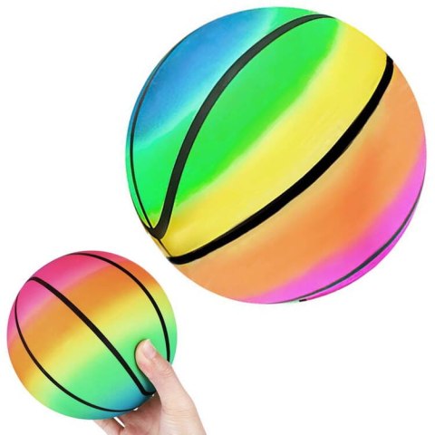 Gumowa kolorowa tęczowa lekka piłka do gry zabawy 9" 23cm dla dzieci