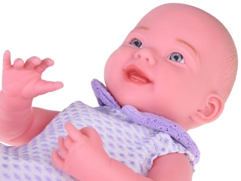 Uśmiechnięta Lalka bobas 40cm laleczka dzidziuś fioletowy sweterek