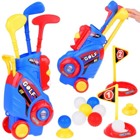Zestaw do gry Mini Golf kije + piłki + stojak na kółkach