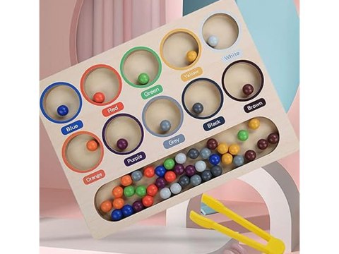 Kolorowe Kulki Układanka Montessori Mozaika Sorter nauka kolorów