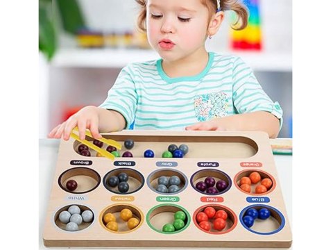 Kolorowe Kulki Układanka Montessori Mozaika Sorter nauka kolorów