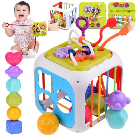 Kostka zabawka interaktywna dla malucha sorter kształty cymbałki