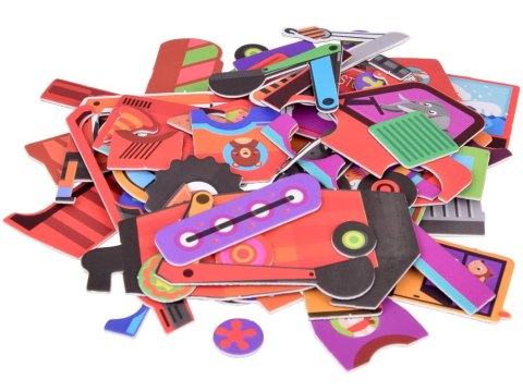 Tablica Magnetyczna 2w1 z Puzzle Magnetyczne Pojazdy Budowlane