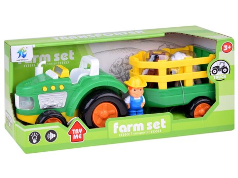 Traktor z przyczepą Farmer i zwierzątka dźwięk + światło