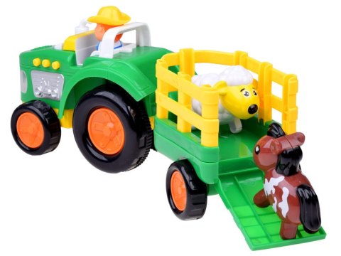 Traktor z przyczepą Farmer i zwierzątka dźwięk + światło