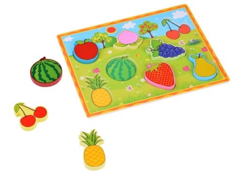 Układanka drewniana edukacyjne puzzle OWOCE dopasuj 8 elementów