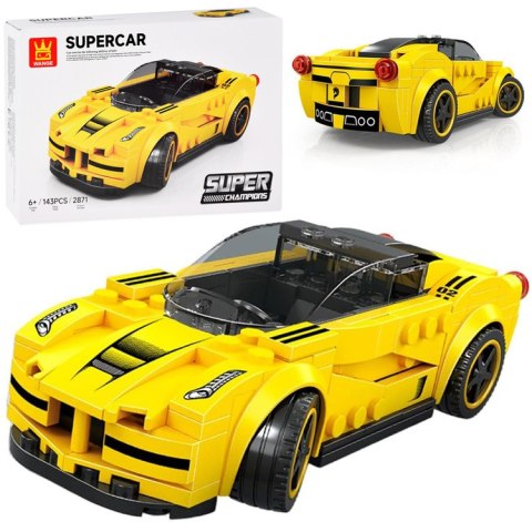 Klocki techniczne Sportowe auto ŻÓŁTE 143-elementy + naklejki