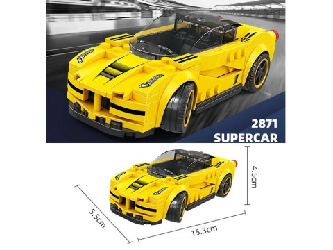 Klocki techniczne Sportowe auto ŻÓŁTE 143-elementy + naklejki