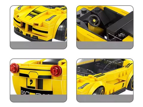 Klocki techniczne Sportowe auto ŻÓŁTE 143-elementy + naklejki