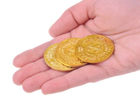 Mały archeolog wykopaliska monety kopalnia złota szukanie skarbów