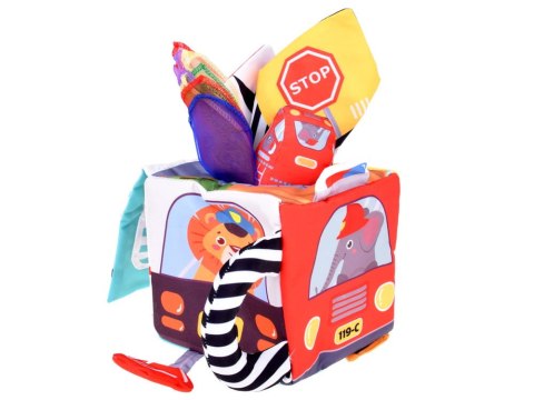 Miękka Kostka Sensoryczna Pojazdy pudełko z chusteczkami montessori