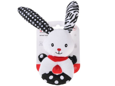 Grzechotka kontrastowa dla niemowlaka z piszczałką KRÓLICZEK