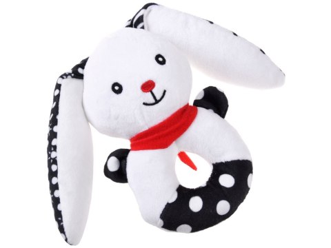 Grzechotka kontrastowa dla niemowlaka z piszczałką KRÓLICZEK