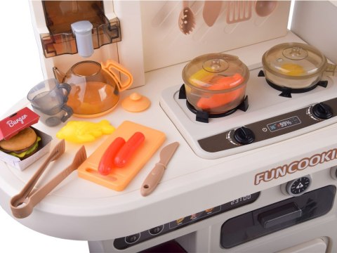 Interaktywna beżowa kuchnia dla dzieci + efekty: światło dźwięk para