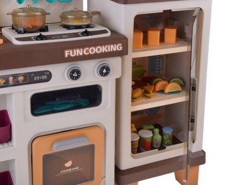 Interaktywna brązowa kuchnia dla dzieci+efekty: światło dźwięk para