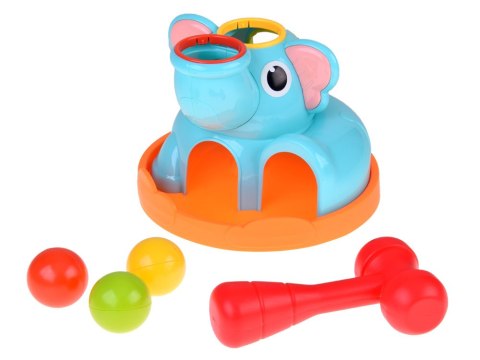 Zabawka edukacyjna Słonik sorter zbijak z młoteczkiem i piłeczkami