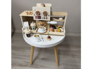 Zestaw Drewniany Kawiarnia Coffee Shop Ekspres Kubeczki Desery ZA5938