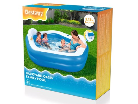 Bestway Dmuchany basen - oparcie i miejsce na napoje 213x206x69cm 54153