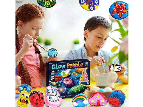Kamienie do Malowania Zestaw DIY Farby i Ozdoby, Świecą w Ciemności ZA6137 
