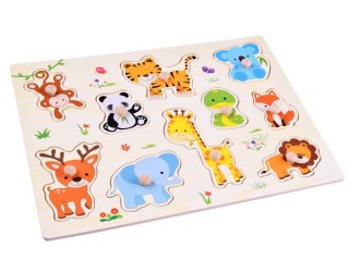 Puzzle drewniane ZWIERZAKI układanka 10 ele dopasuj kształty ZA4721